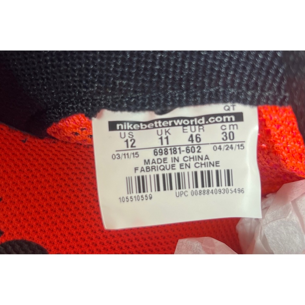 Nike Flyknit Lunar 3 Mens Bright Crimson Black Running Shoes 698181-602 Size 12 - Picture 3 of 9